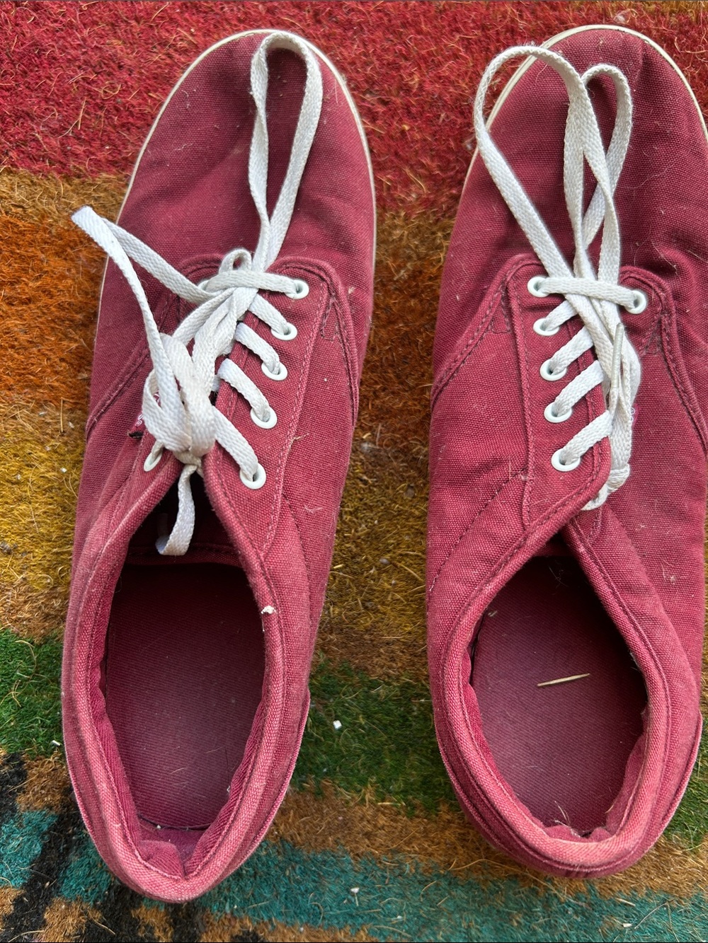 Vans Women's Burgundy Canvas Lace-Up Sneakers with White Laces